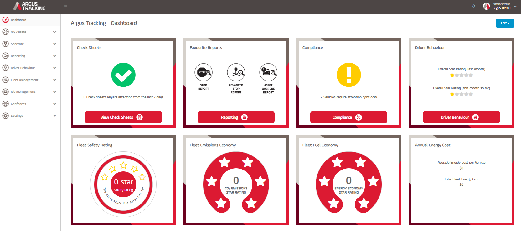 screenshot of Argus Tracking